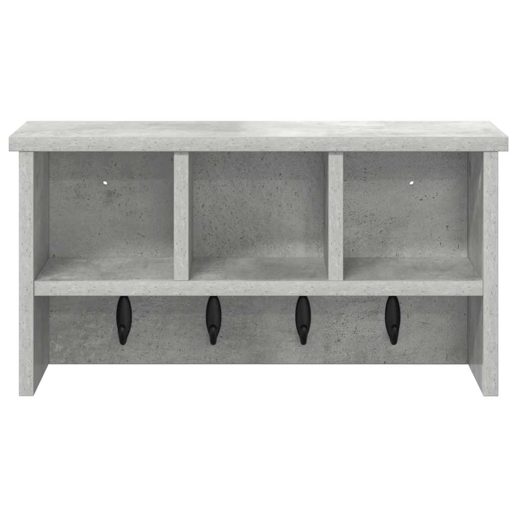 Wall-Mounted Coat Rack with Shelf Concrete Grey 50 x 16 x 26 cm