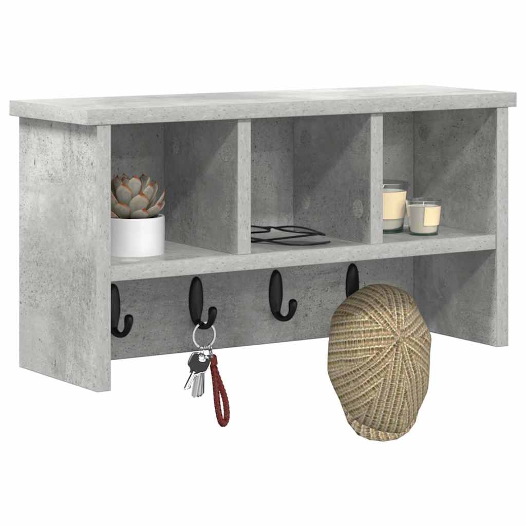 Wall-Mounted Coat Rack with Shelf Concrete Grey 50 x 16 x 26 cm