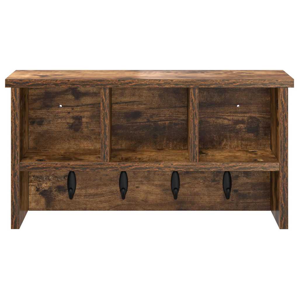 Wall-Mounted Coat Rack with Shelf Smoked Oak 50 x 16 x 26 cm