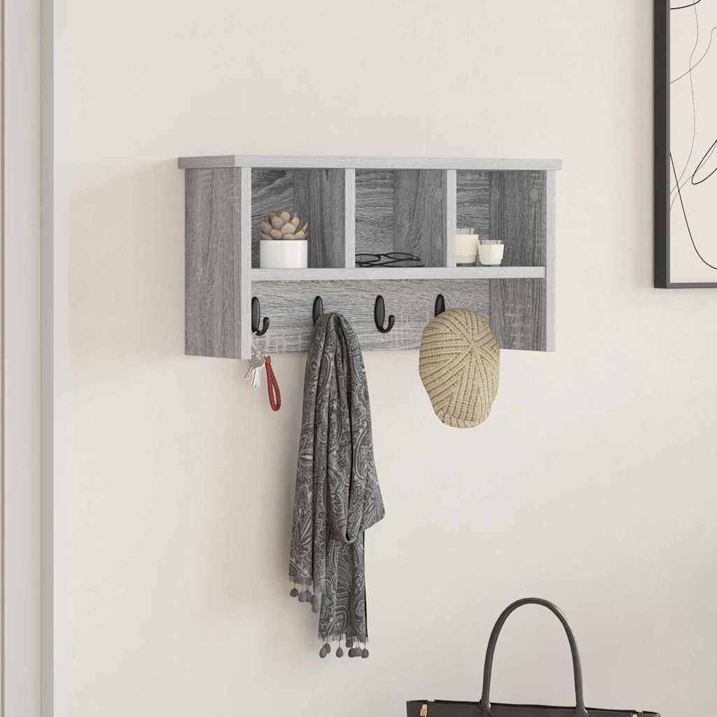 Wall-Mounted Coat Rack with Shelf Grey Sonoma 50 x 16 x 26 cm