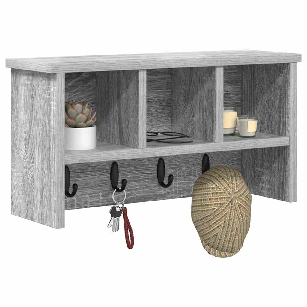 Wall-Mounted Coat Rack with Shelf Grey Sonoma 50 x 16 x 26 cm