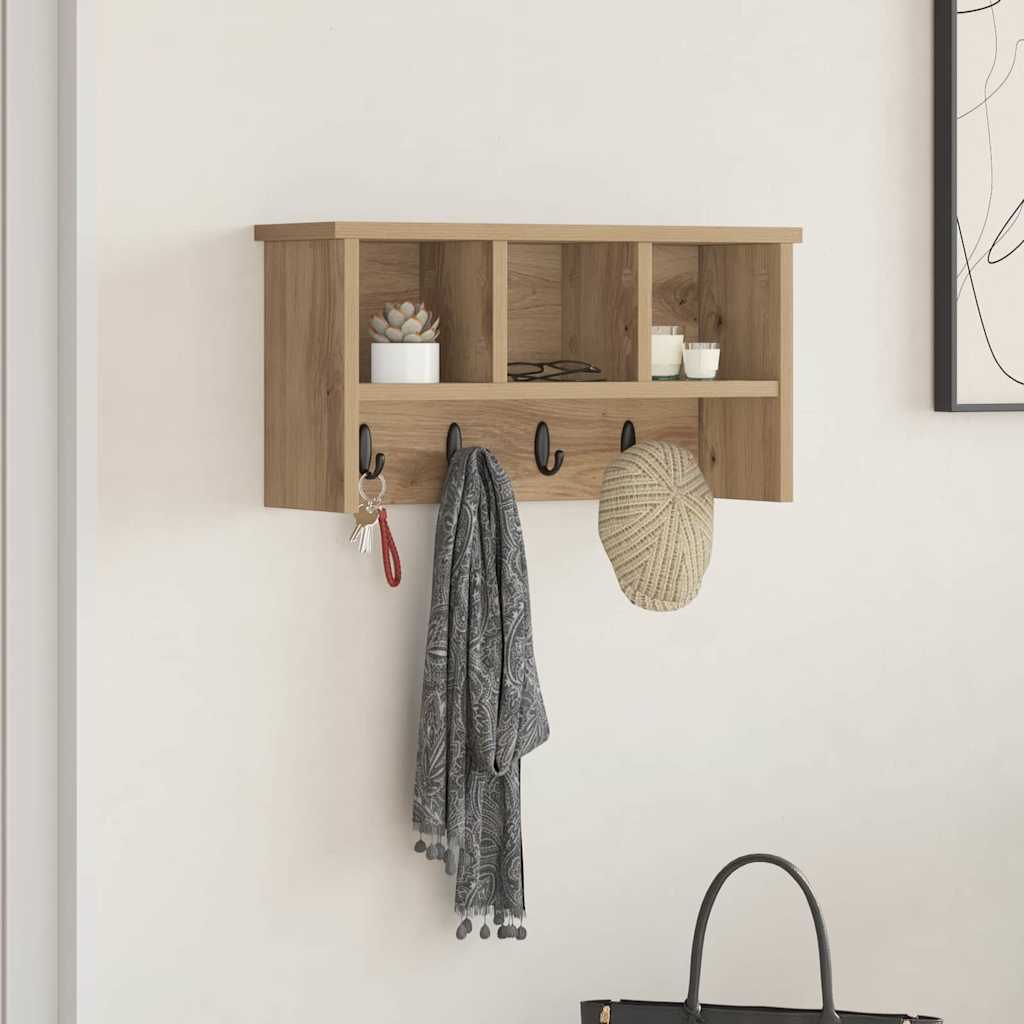 Wall-Mounted Coat Rack with Shelf Artisan Oak 50 x 16 x 26 cm