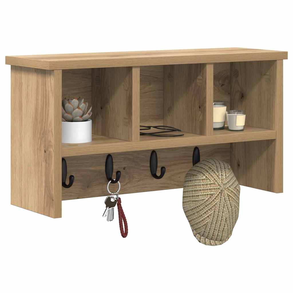 Wall-Mounted Coat Rack with Shelf Artisan Oak 50 x 16 x 26 cm