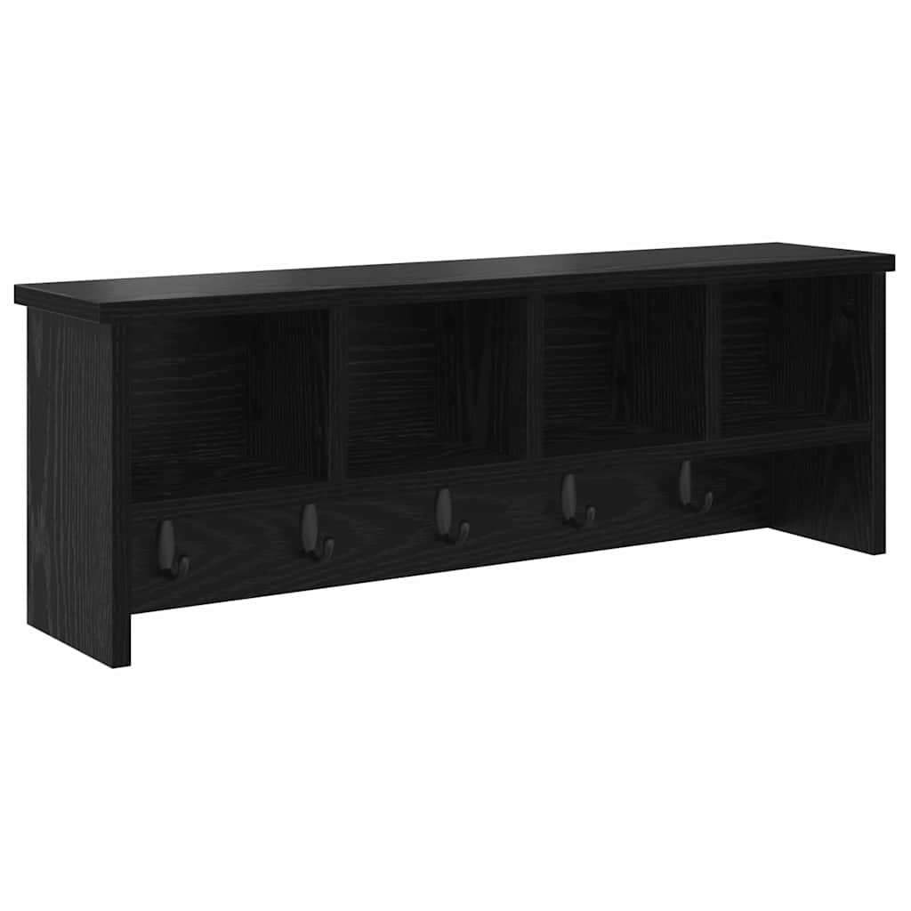 Wall-Mounted Coat Rack with Shelf Black Oak 75 x 16 x 26 cm