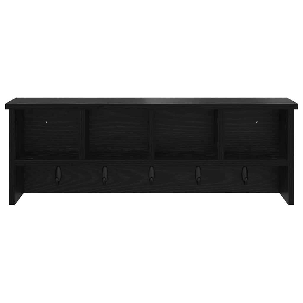 Wall-Mounted Coat Rack with Shelf Black Oak 75 x 16 x 26 cm