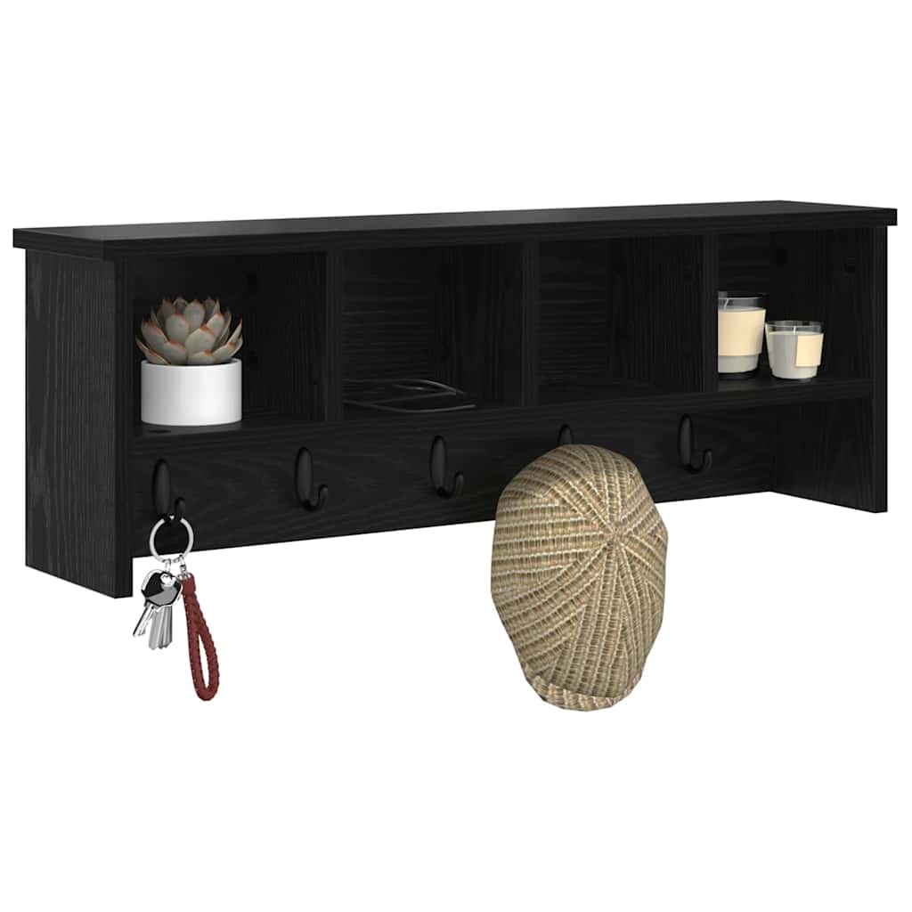 Wall-Mounted Coat Rack with Shelf Black Oak 75 x 16 x 26 cm