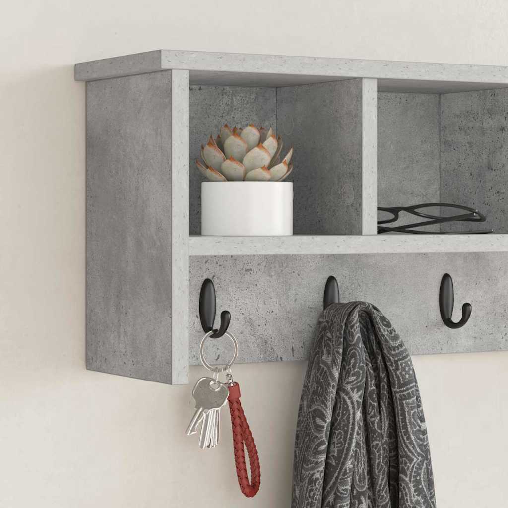 Wall-Mounted Coat Rack with Shelf Concrete Grey 75 x 16 x 26 cm