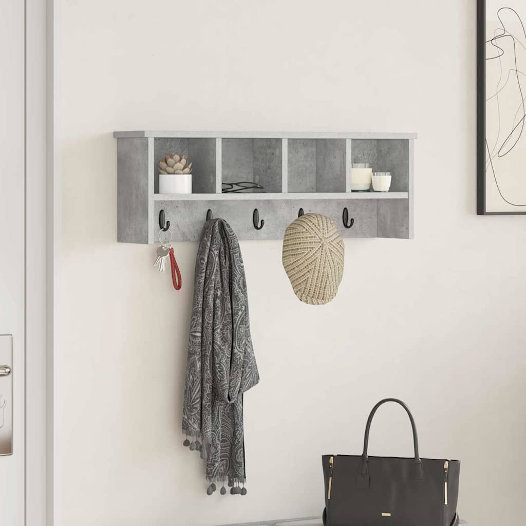 Wall-Mounted Coat Rack with Shelf Concrete Grey 75 x 16 x 26 cm