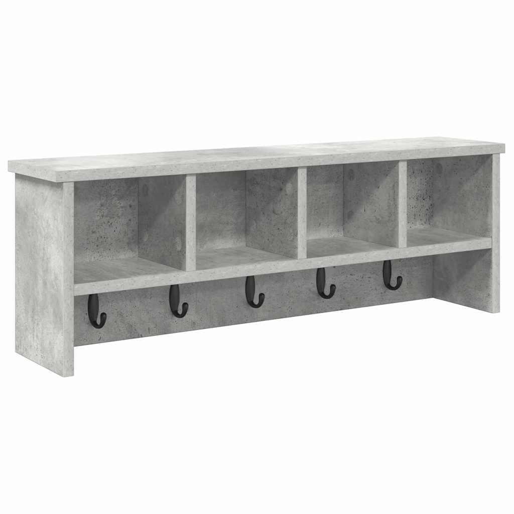 Wall-Mounted Coat Rack with Shelf Concrete Grey 75 x 16 x 26 cm