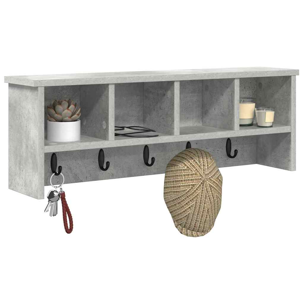 Wall-Mounted Coat Rack with Shelf Concrete Grey 75 x 16 x 26 cm