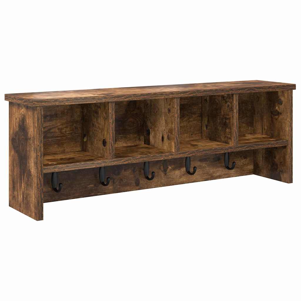 Wall-Mounted Coat Rack with Shelf Smoked Oak 75 x 16 x 26 cm
