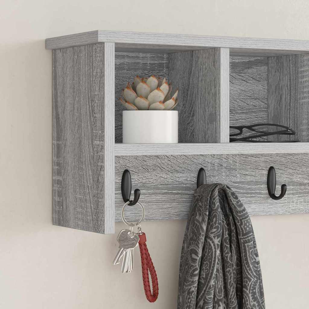 Wall-Mounted Coat Rack with Shelf Grey Sonoma 75 x 16 x 26 cm