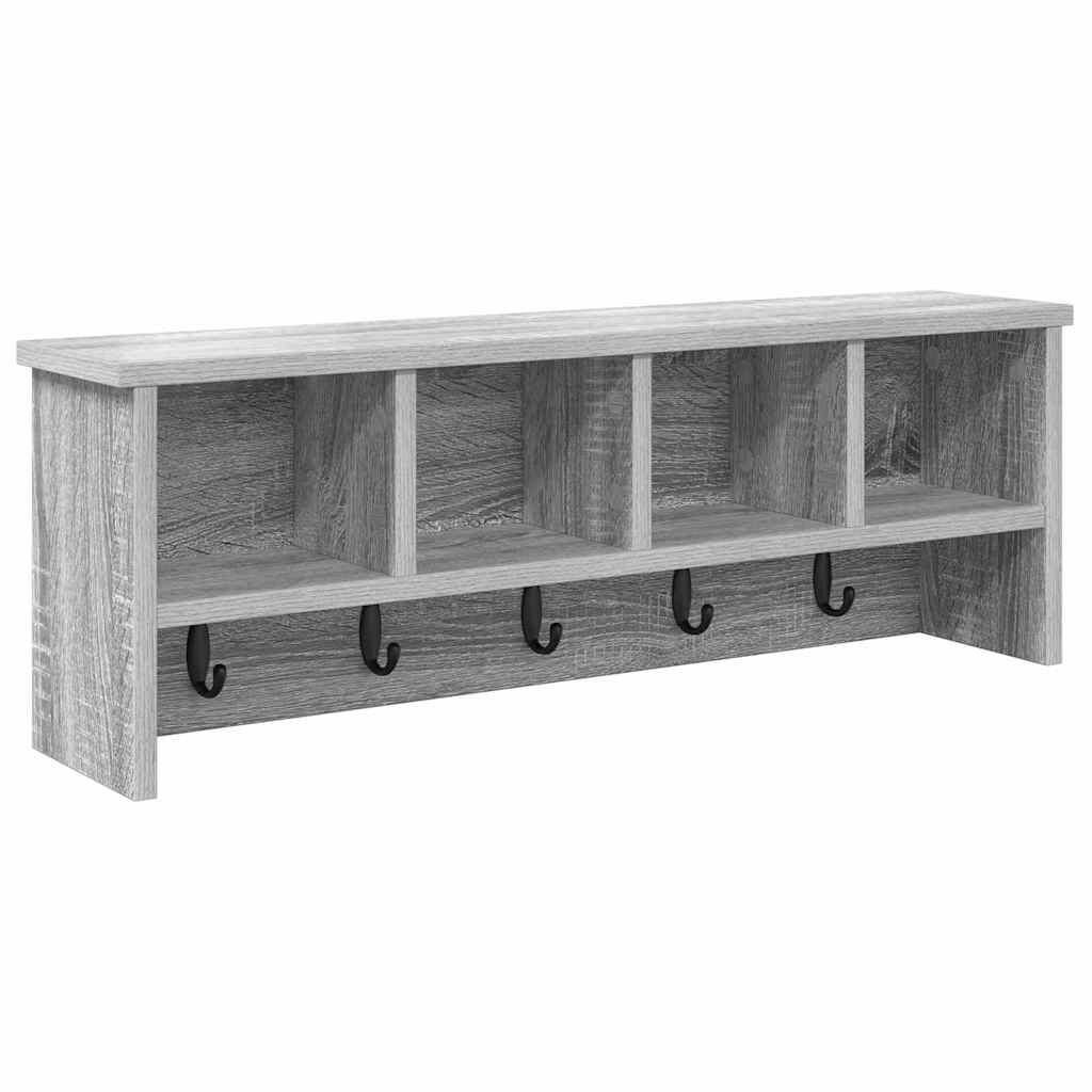 Wall-Mounted Coat Rack with Shelf Grey Sonoma 75 x 16 x 26 cm
