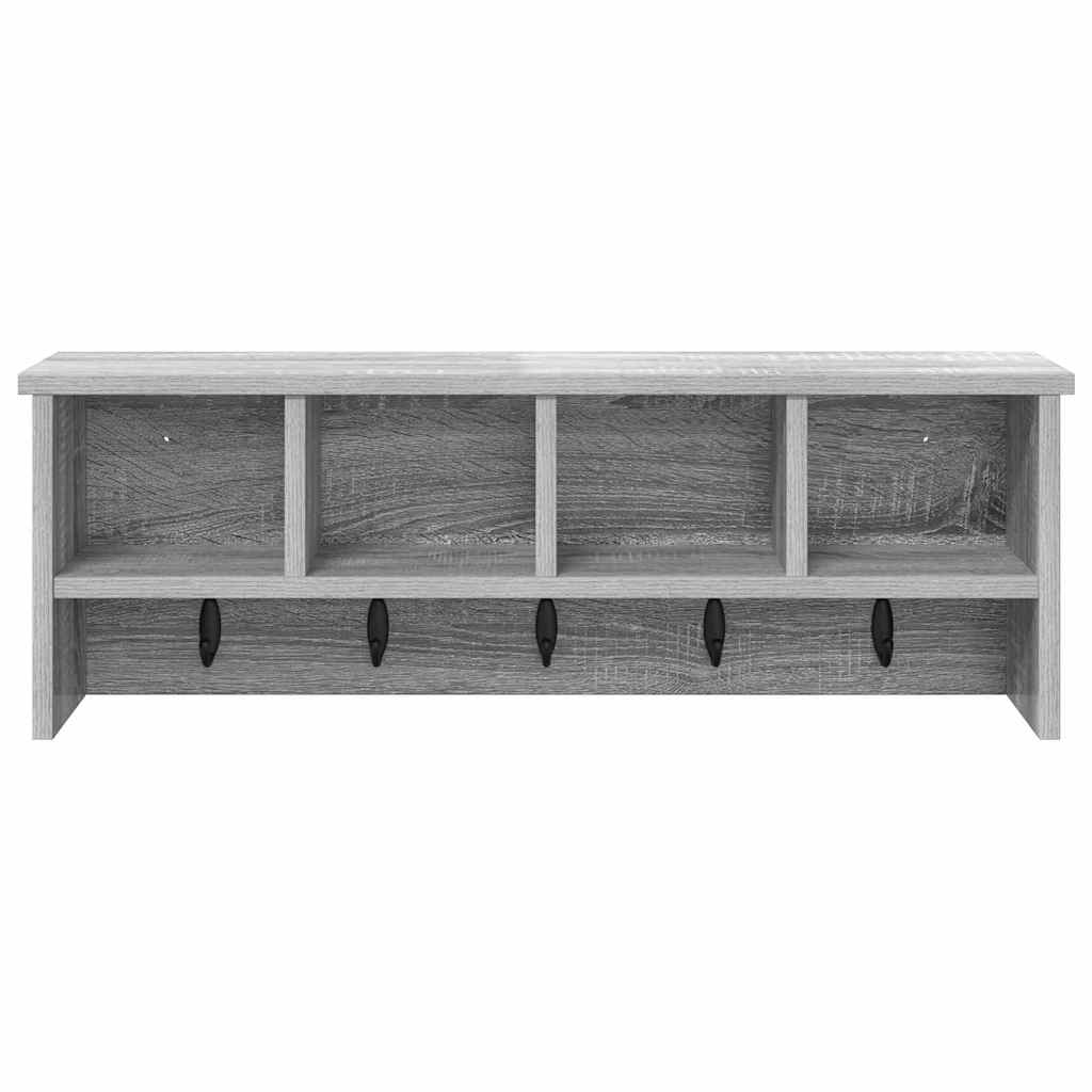 Wall-Mounted Coat Rack with Shelf Grey Sonoma 75 x 16 x 26 cm