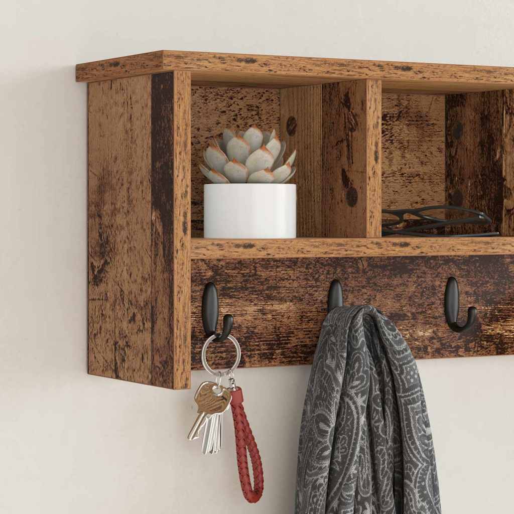 Wall-Mounted Coat Rack Old Wood 75 x 16 x 26 cm Engineered wood