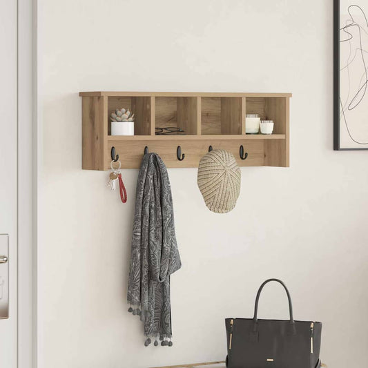 Wall-Mounted Coat Rack with Shelf Artisan Oak 75 x 16 x 26 cm