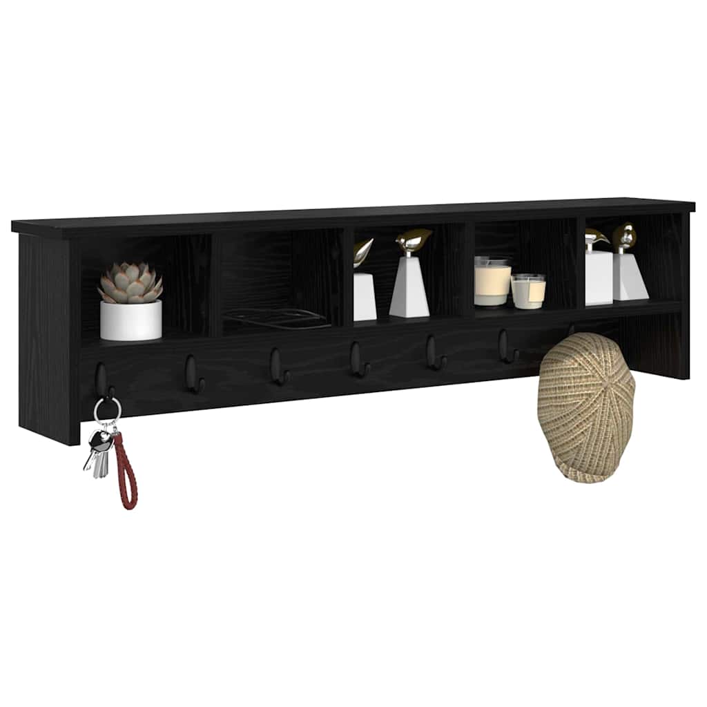 Wall-Mounted Coat Rack with Shelf Black Oak 100 x 16 x 26 cm