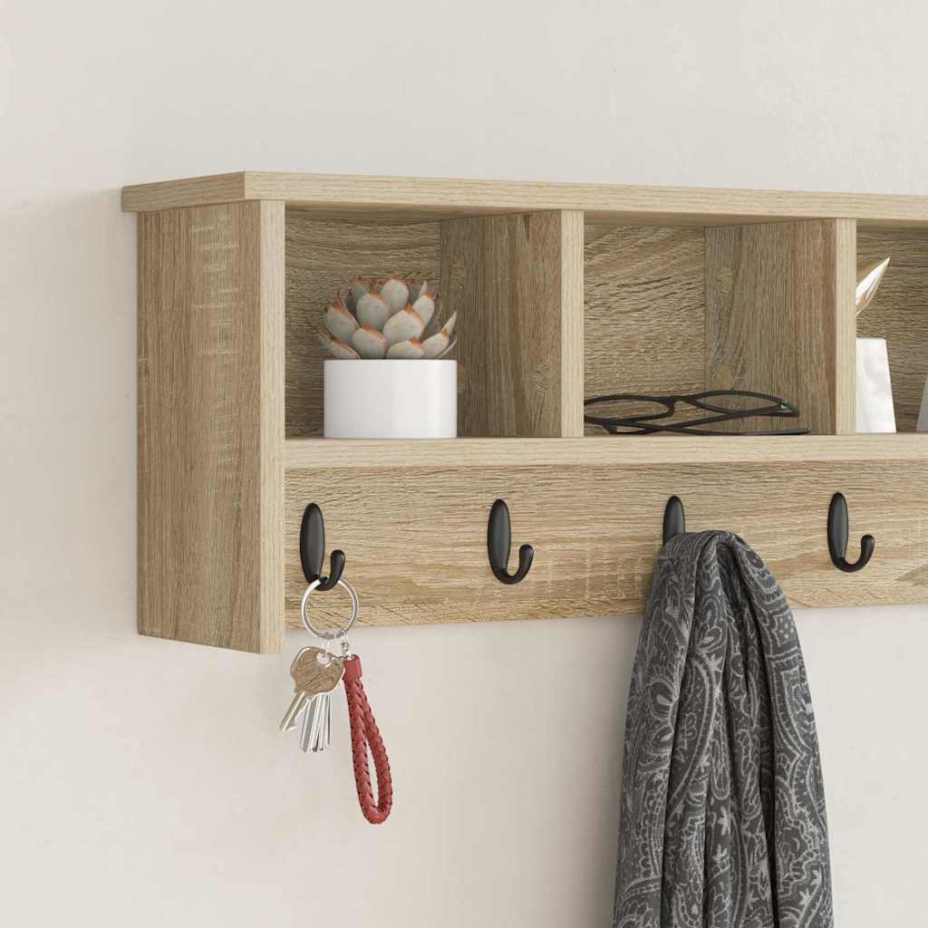 Wall-Mounted Coat Rack with Shelf Sonoma Oak 100 x 16 x 26 cm