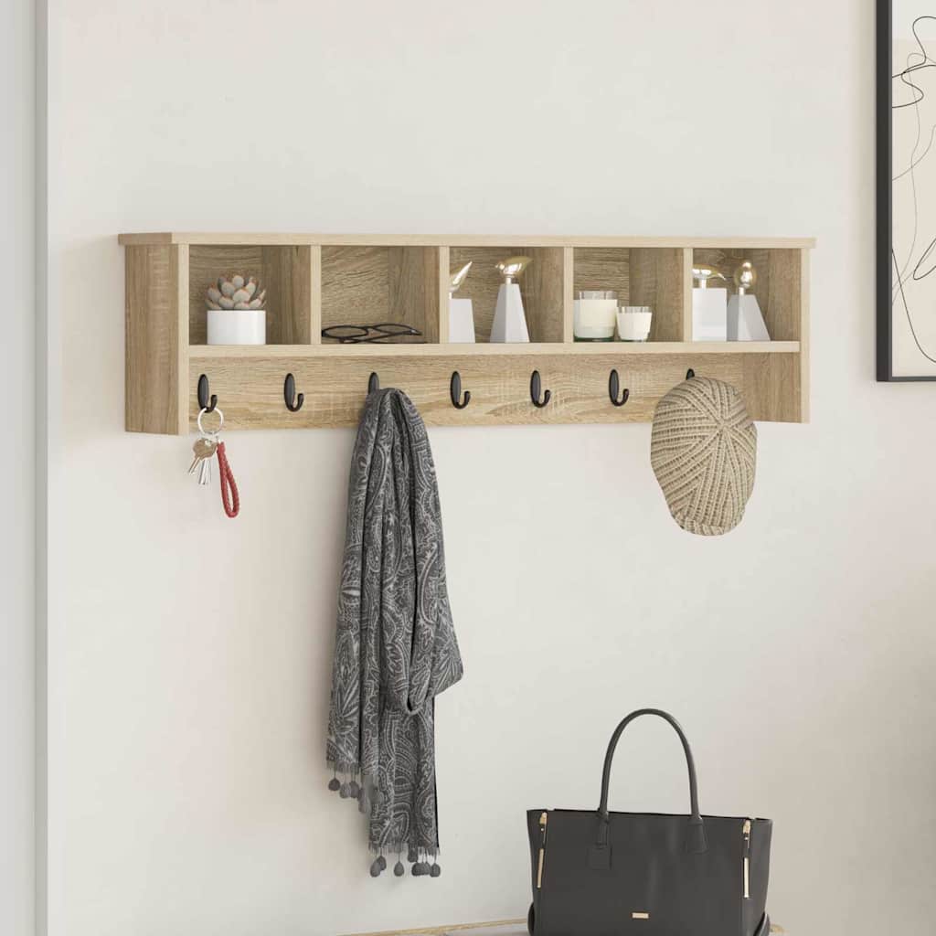 Wall-Mounted Coat Rack with Shelf Sonoma Oak 100 x 16 x 26 cm