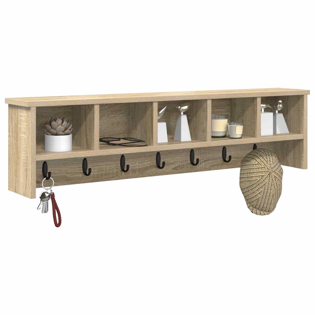 Wall-Mounted Coat Rack with Shelf Sonoma Oak 100 x 16 x 26 cm