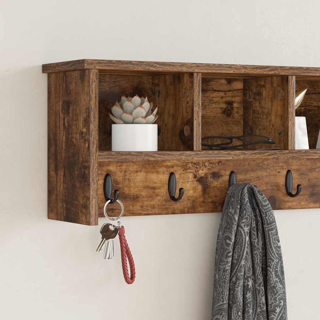 Wall-Mounted Coat Rack with Shelf Smoked Oak 100 x 16 x 26 cm