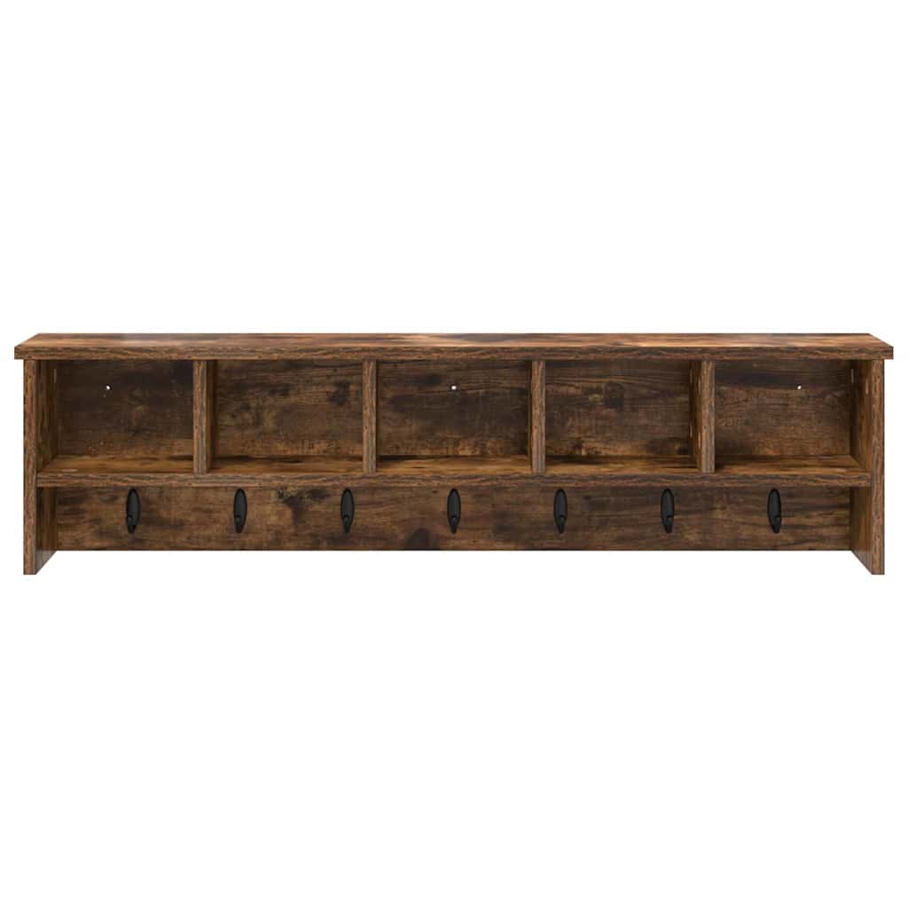 Wall-Mounted Coat Rack with Shelf Smoked Oak 100 x 16 x 26 cm