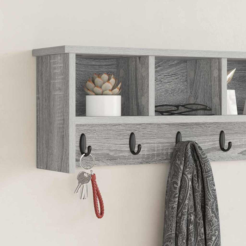 Wall-Mounted Coat Rack with Shelf Grey Sonoma 100 x 16 x 26 cm