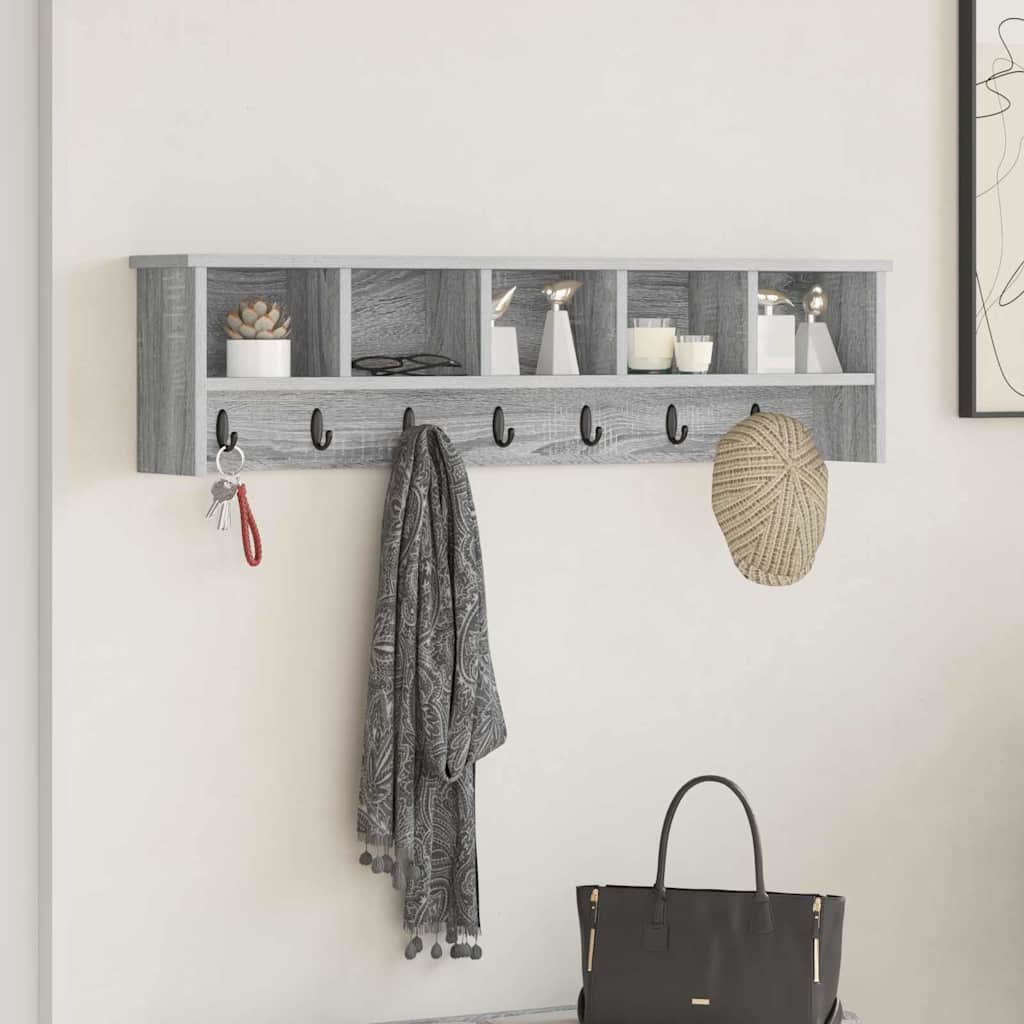 Wall-Mounted Coat Rack with Shelf Grey Sonoma 100 x 16 x 26 cm