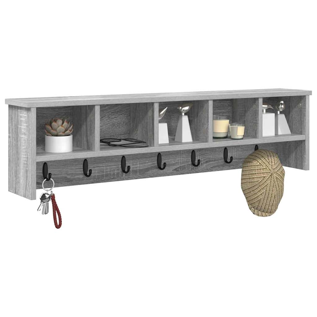Wall-Mounted Coat Rack with Shelf Grey Sonoma 100 x 16 x 26 cm