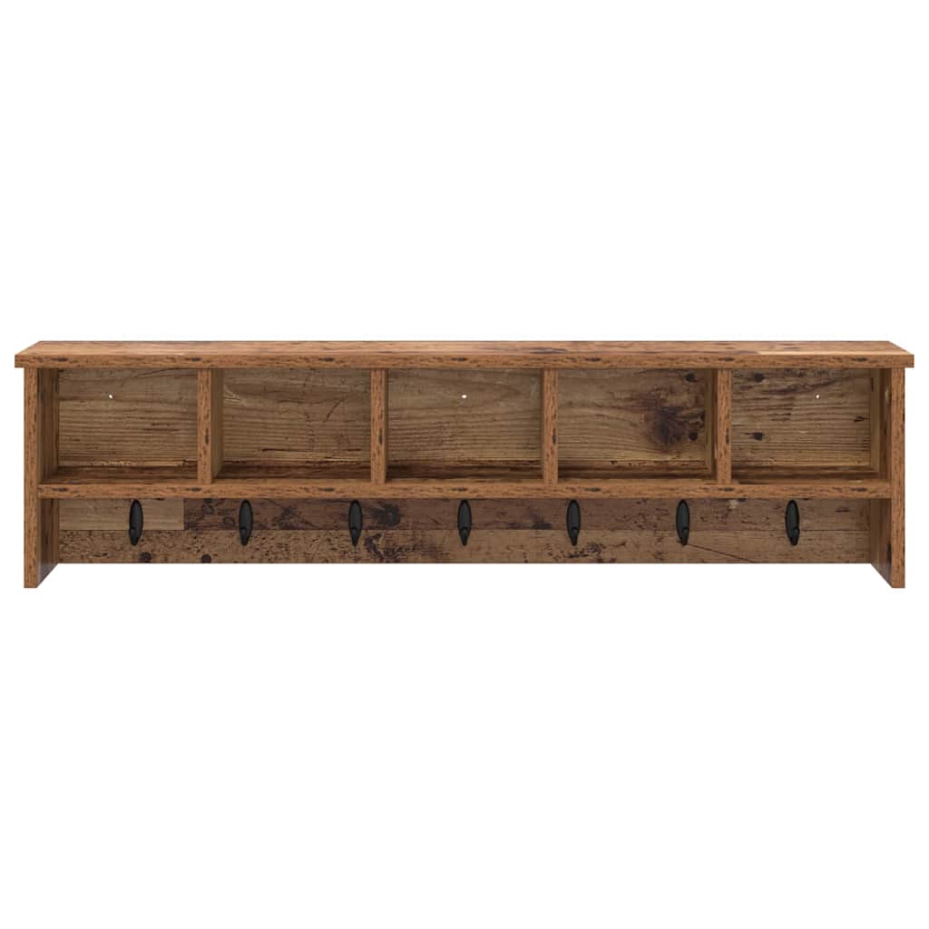 Wall-Mounted Coat Rack with Shelf Old Wood 100 x 16 x 26 cm