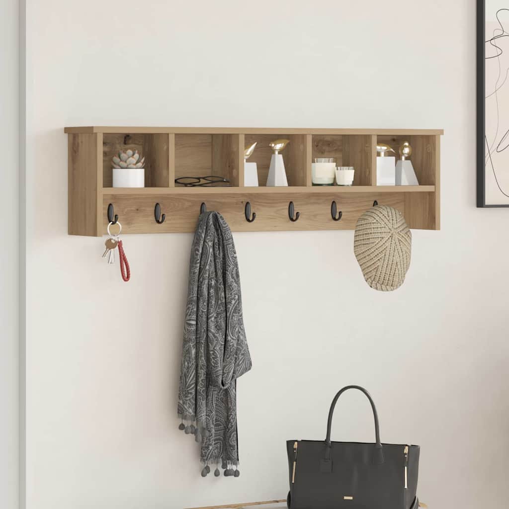 Wall-Mounted Coat Rack with Shelf Artisan Oak 100 x 16 x 26 cm
