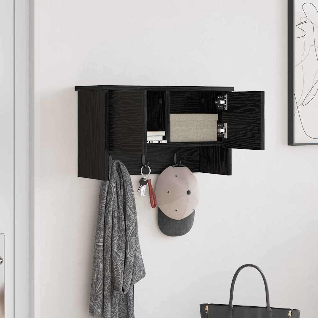 Wall-Mounted Coat Rack with Shelf Black Oak 50 x 20 x 30 cm