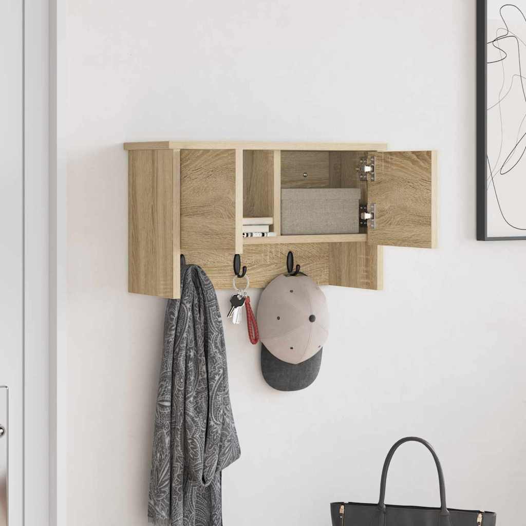 Wall-Mounted Coat Rack with Shelf Sonoma Oak 50 x 20 x 30 cm
