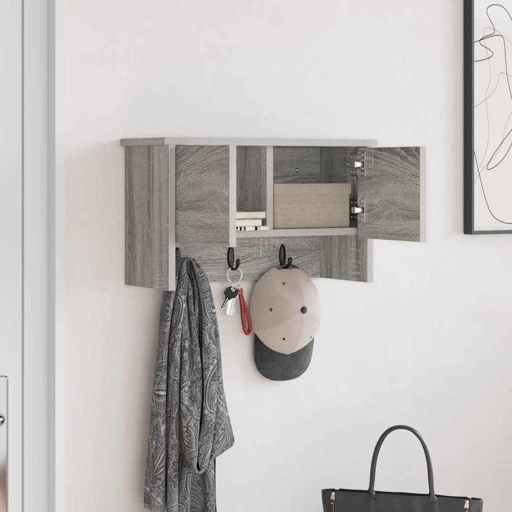 Wall-Mounted Coat Rack with Shelf Grey Sonoma 50 x 20 x 30 cm