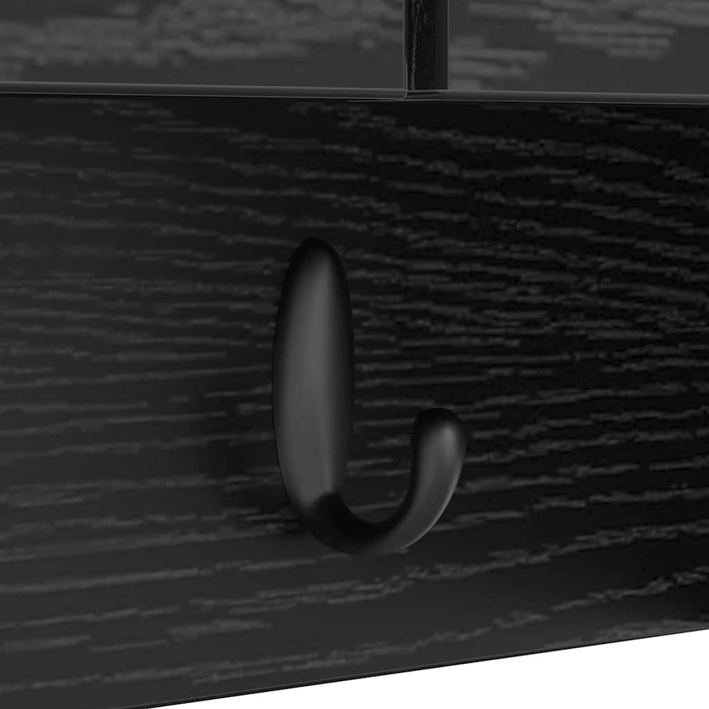 Wall-Mounted Coat Rack with Shelf Black Oak 80 x 20 x 30 cm