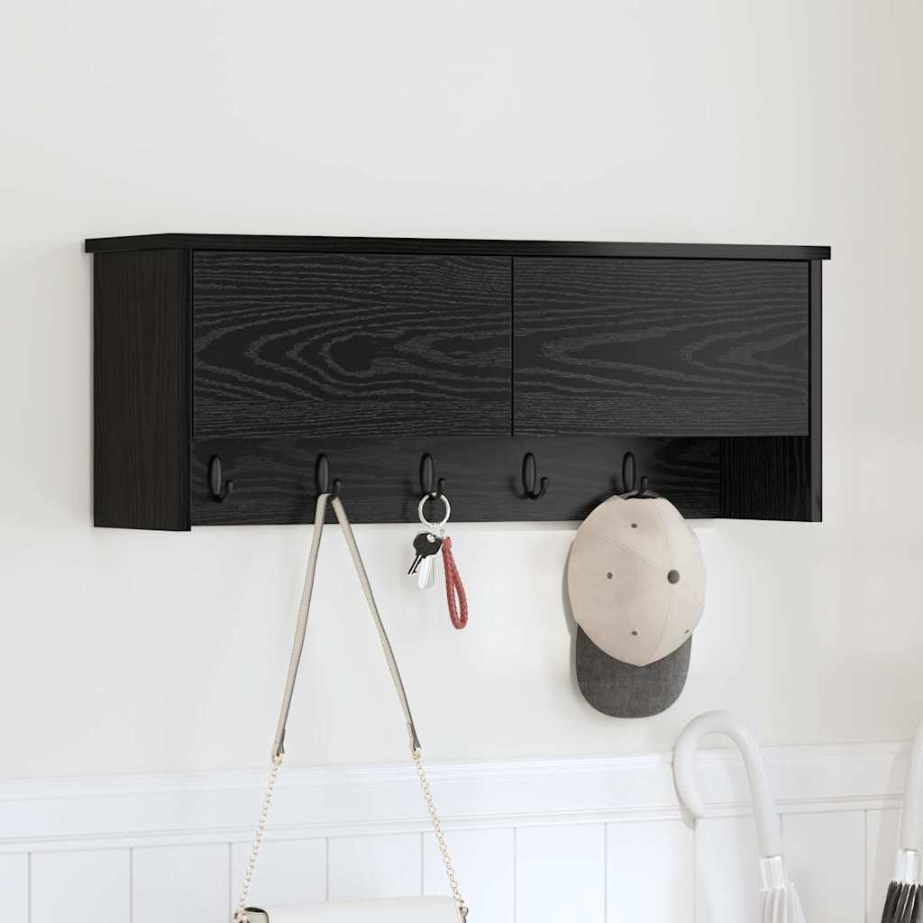 Wall-Mounted Coat Rack with Shelf Black Oak 80 x 20 x 30 cm