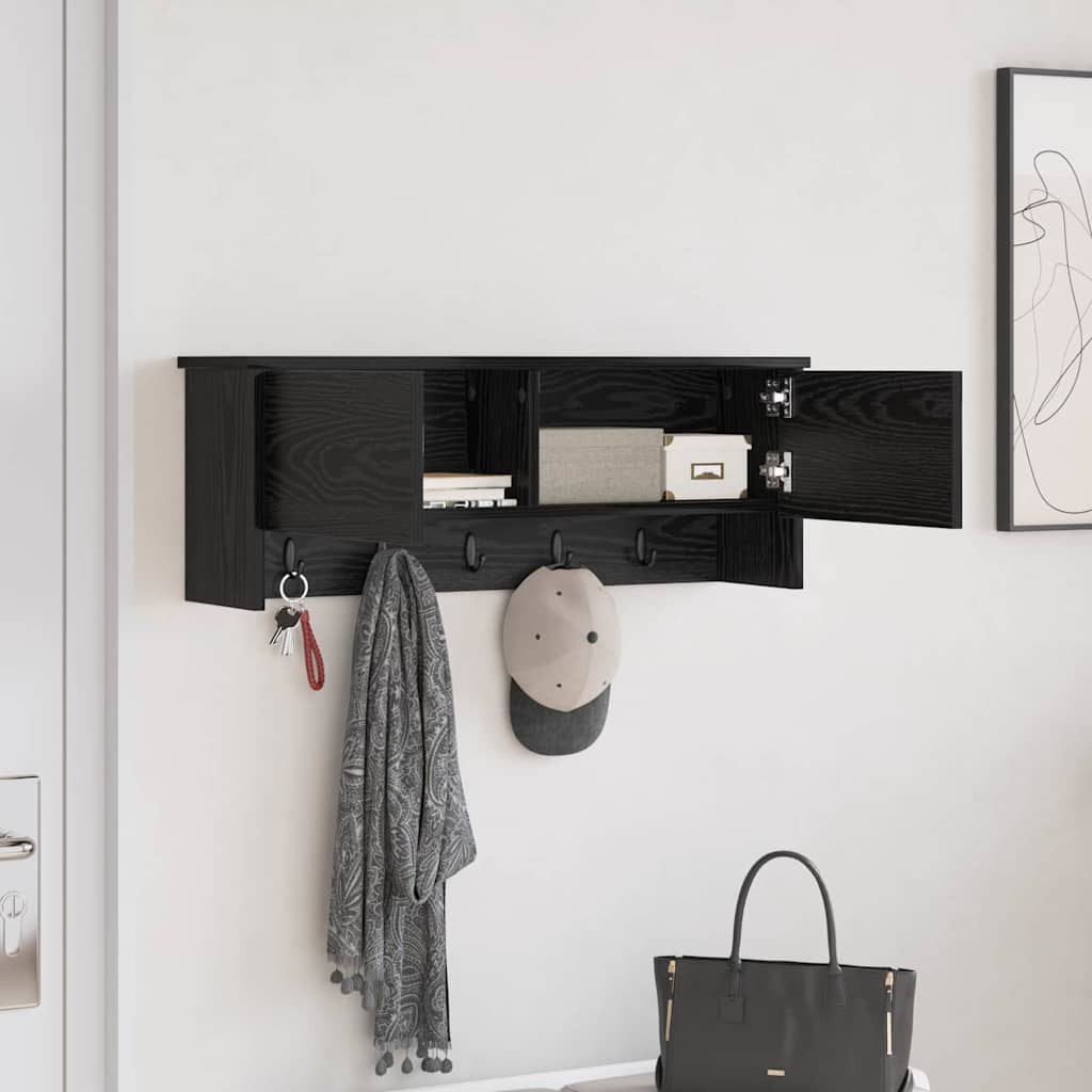 Wall-Mounted Coat Rack with Shelf Black Oak 80 x 20 x 30 cm