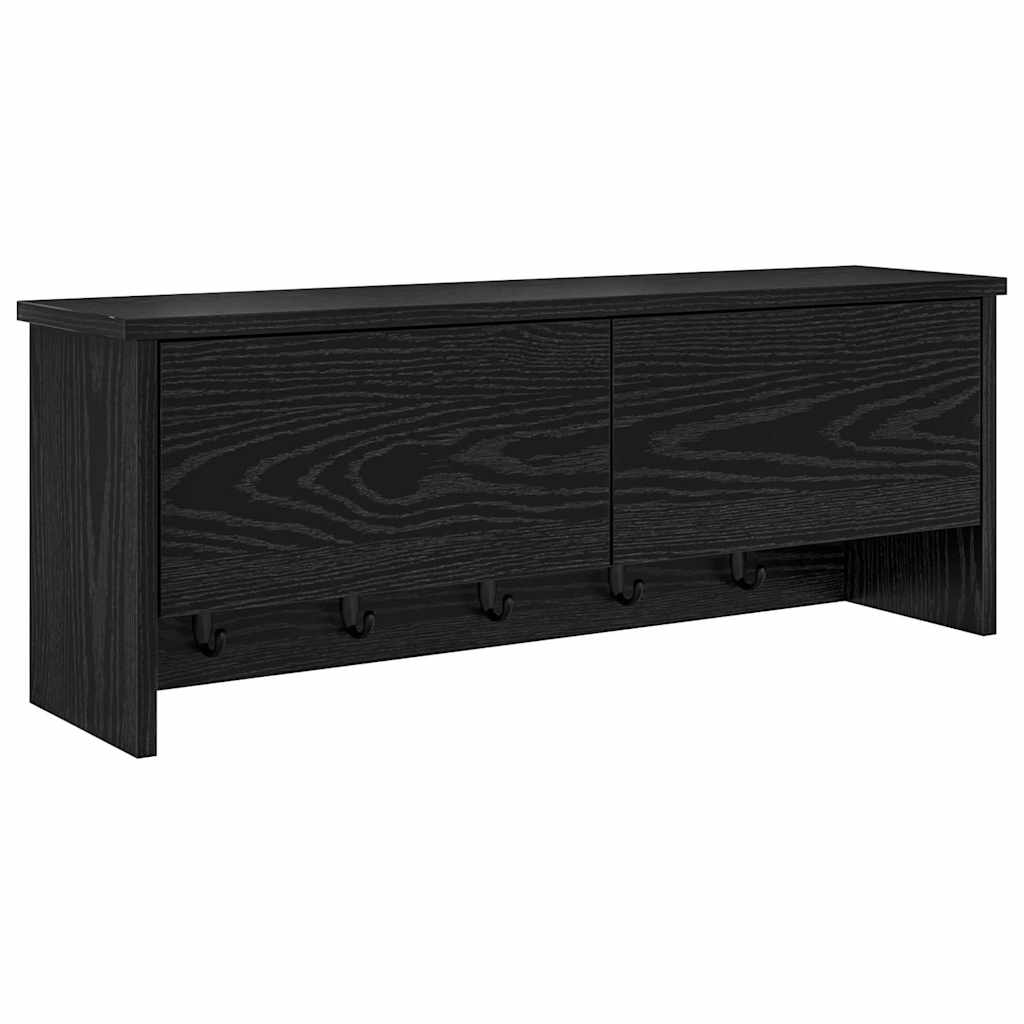 Wall-Mounted Coat Rack with Shelf Black Oak 80 x 20 x 30 cm
