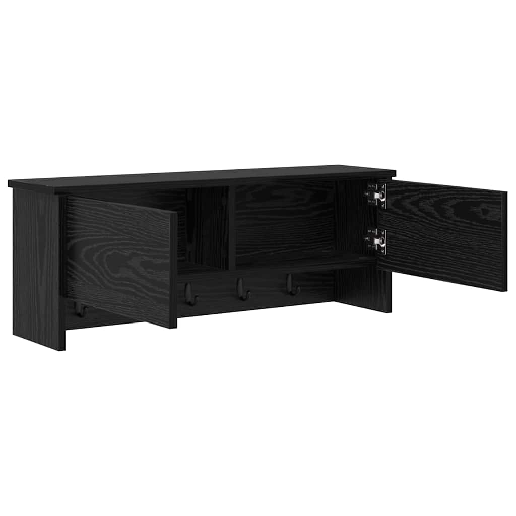 Wall-Mounted Coat Rack with Shelf Black Oak 80 x 20 x 30 cm