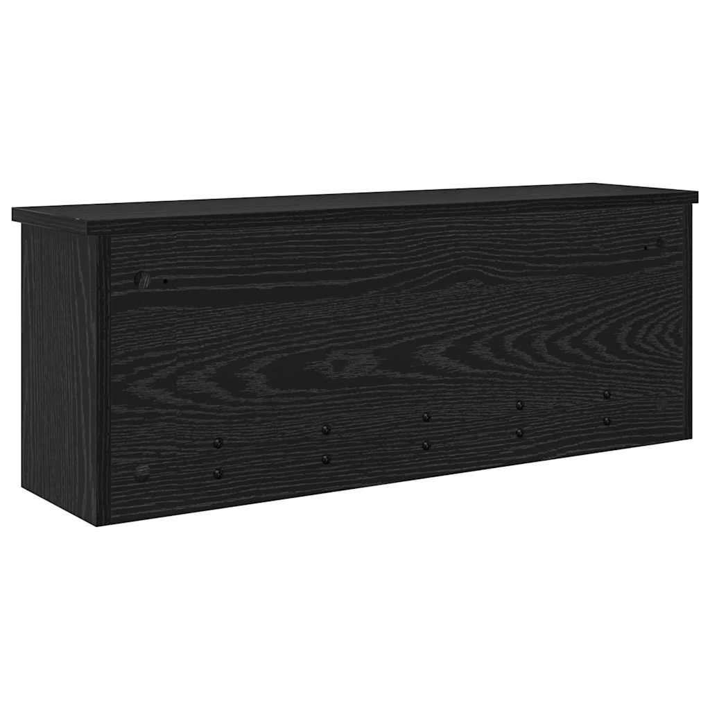 Wall-Mounted Coat Rack with Shelf Black Oak 80 x 20 x 30 cm