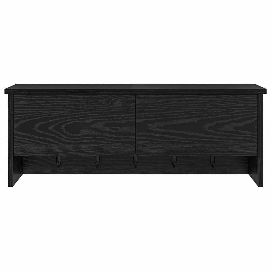 Wall-Mounted Coat Rack with Shelf Black Oak 80 x 20 x 30 cm