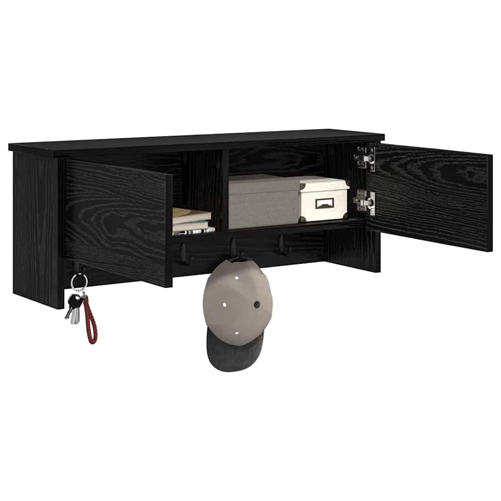 Wall-Mounted Coat Rack with Shelf Black Oak 80 x 20 x 30 cm