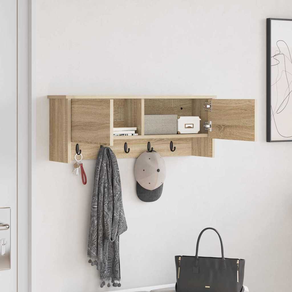 Wall-Mounted Coat Rack with Shelf Sonoma Oak 80 x 20 x 30 cm