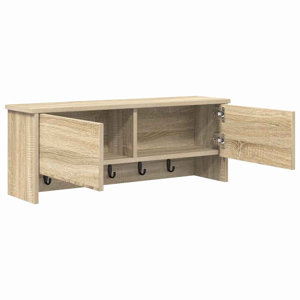 Wall-Mounted Coat Rack with Shelf Sonoma Oak 80 x 20 x 30 cm