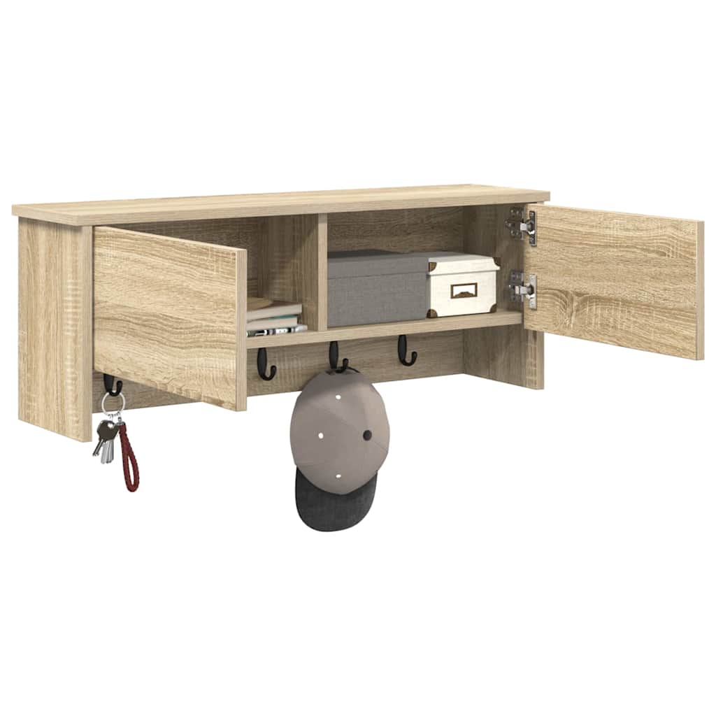Wall-Mounted Coat Rack with Shelf Sonoma Oak 80 x 20 x 30 cm