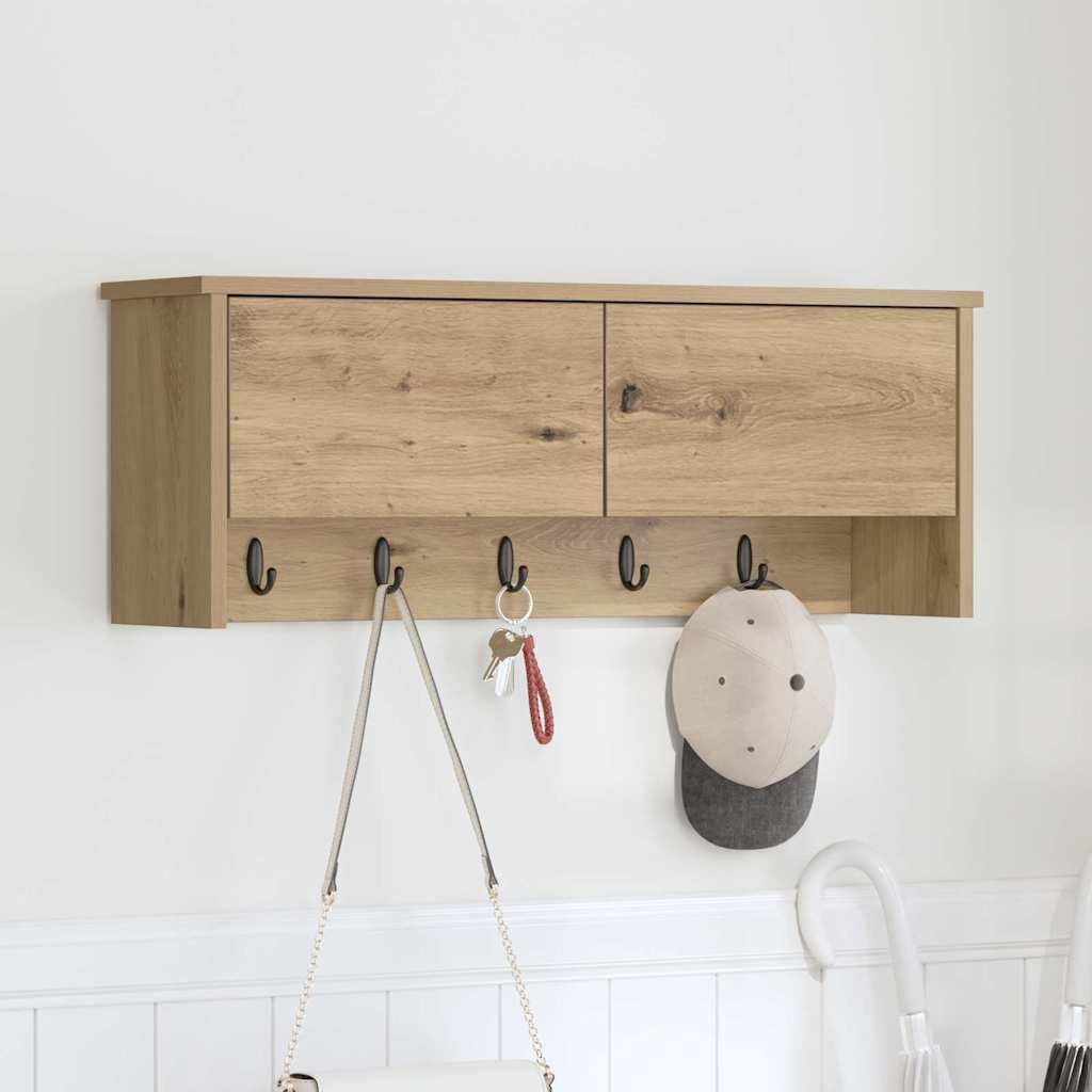 Wall-Mounted Coat Rack with Shelf Artisan Oak 80 x 20 x 30 cm