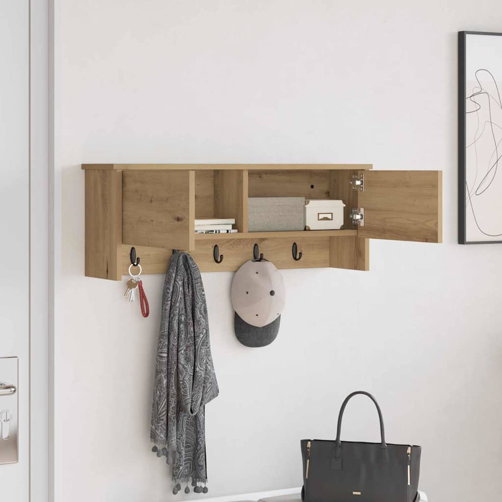 Wall-Mounted Coat Rack with Shelf Artisan Oak 80 x 20 x 30 cm