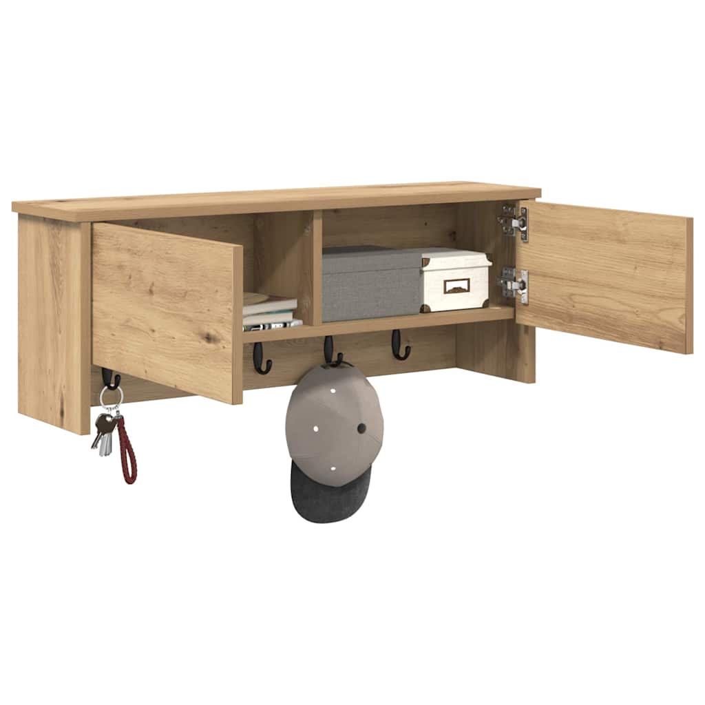 Wall-Mounted Coat Rack with Shelf Artisan Oak 80 x 20 x 30 cm