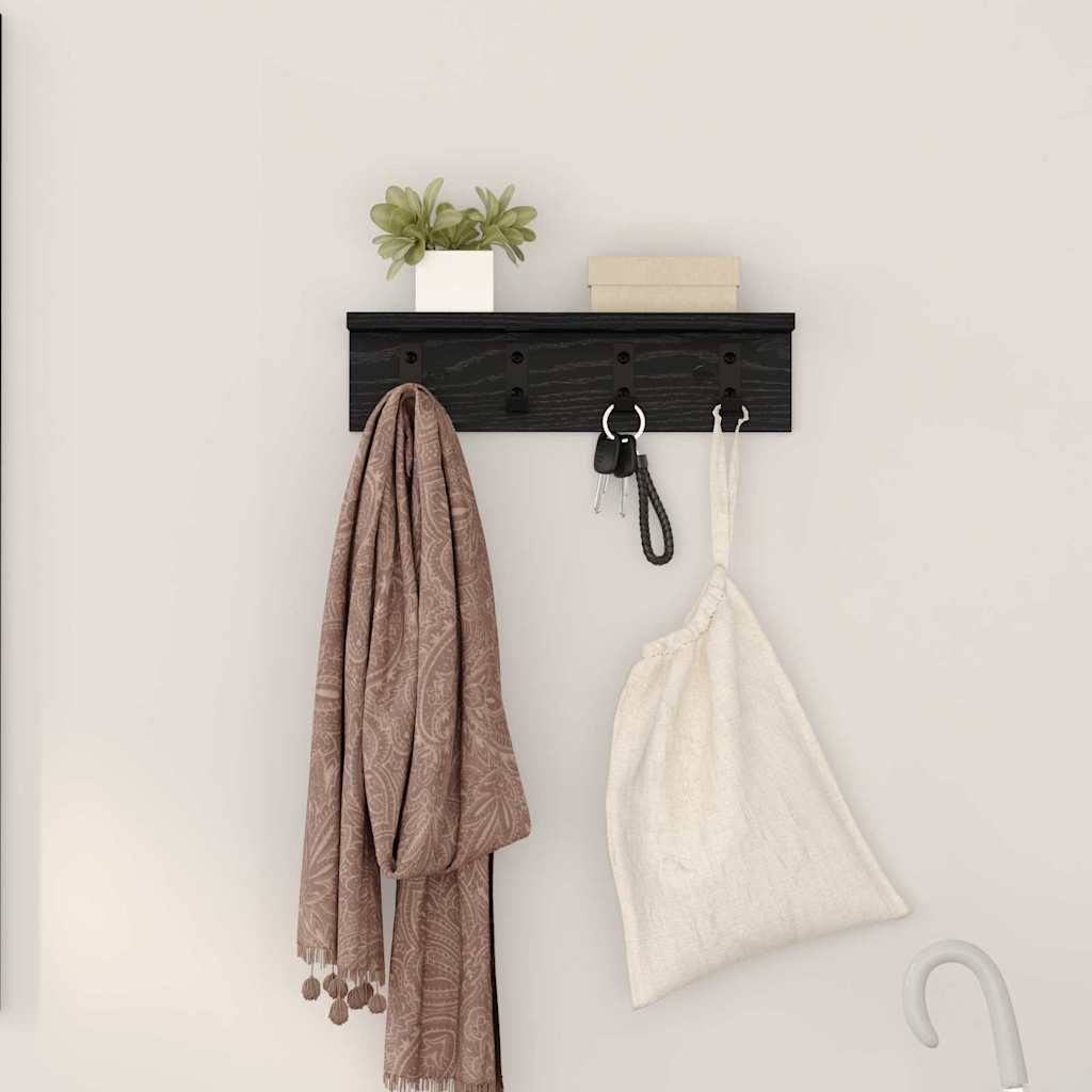 Wall-Mounted Coat Rack Black Oak 40 x 10.5 x 10.5 cm