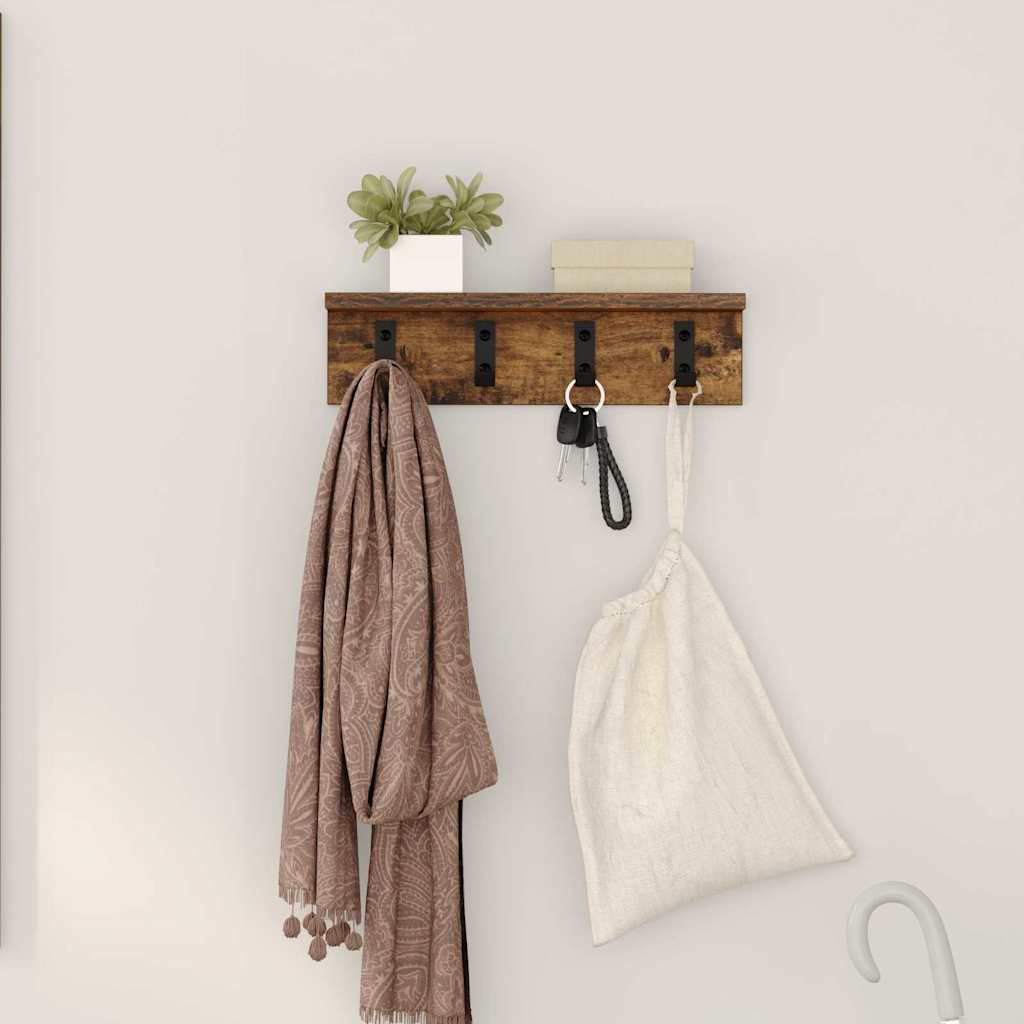 Wall-Mounted Coat Rack Smoked Oak 40 x 10.5 x 10.5 cm